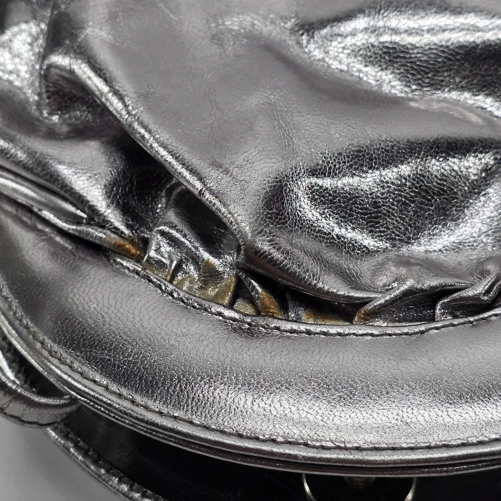 Vintage Stuart Weitzman Evening Bag Black Silver Metallic Polka Dot Retro Disco